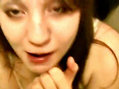 A naughty teen slut give a public car blowjob in the bathroom