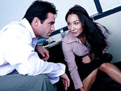 Aziatisch, Grote mammen, Hondjeshouding, Ondergoed, Kantoor, Kut duiken, Secretaresse, Mager