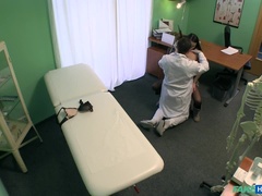 Leie, Arzt, Hundestellung, Fingern, Massage, Krankenschwester, Muschi, Uniform