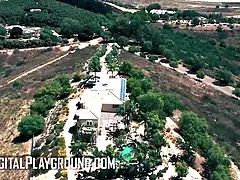 Digitalplayground - a steamy poolside group sex unfolds just steps away from a dark, mysterious mansion