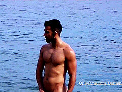 Leie, Strand, Schwul, Handjob, Selbstgemacht, Masturbation, Im freien, Öffentlich