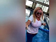 Wetlook, white shirt, spandex