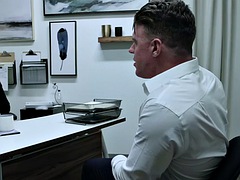 Kinky stepbrother fucked in the office toilet while working