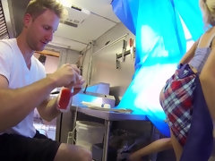 Marsha May gets pussy eaten fingered & fucked hard in a hot dog stand