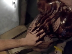 Blonde, Sucer une bite, Éjaculation interne, Noir ébène, Hd, Enceinte, Public, Sauna