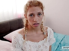 Grote lul, Blond, Pijpbeurt, Dochter, Klein, Gezichtspunt, Tiener, Tieten likken