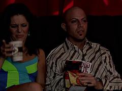 K.J. jerks off watching a movie