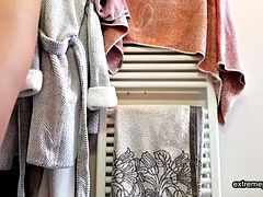 Mom takes care of her pussy while I watch