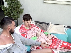 Teen and his stepdad are bonding by jerking off and more