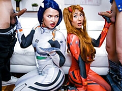 Mina Luxx and Harley King are enjoying fucking with two young men