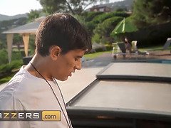 Grosse titten, Blasen, Braunhaarige, Sperma im mund, Hd, Lecken, Im freien, Muschi