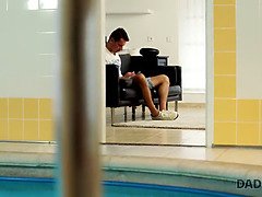 Victoria Daniels & Nick Ross take turns pounding the old man's cash