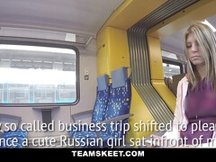 Gina Gerson gets paid for a train ride with a hot fuck & handjob