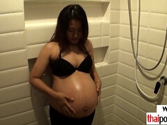 Amateurs Thai pregnant Pat giving handjob