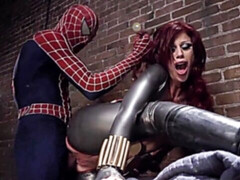 Spider man with a big dick fucked a redhead doll Brooklyn Lee