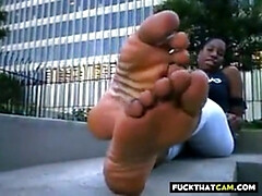 West Indies Negress shows her Big Black Feet and Soles