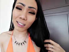 small tits asian ladyboy blowjob and anal sex with guy