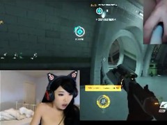 Play OVERWATCH while a dildo in her vagina