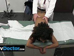 Sumptuous black princess gets totally unclothed and pounded in the doctors office during exam up
