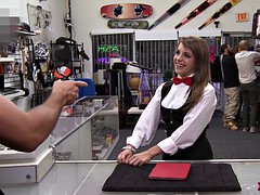 This card dealer is a hot babe who pawns her pussy