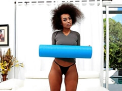 Sensual ebony model Ava Sanchez fucks with a big white penis