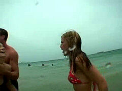 Groupsex with 2 red-hot nubile beach babes