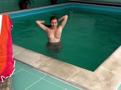 Stacy Cruz poses by the indoor pool - Stacy cruz