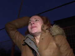 Redhead Ryta Wali gives bj & rides a big cock in the back seat of a car