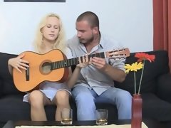 He seduces shaved pussy blonde girl