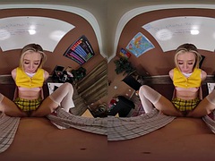 Dreidimensional, Blondine, Blasen, Hochschule, Behaart, Realität, Titten, Uniform