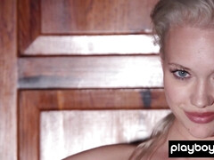 Blondine, Vollbusig, Deutsch, Lingerie, Natürlich, Natürlichen titten, Erotischer film, Solo