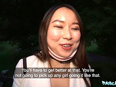 Public agent cheeky asian wants to pay to fuck his meaty big pecker