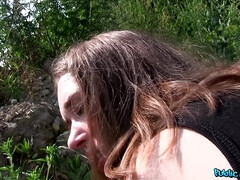 Hot Hitchhiking Babes Fuck For Cash Outdoors - amateur gf Lea Lexis gives POV blowjob