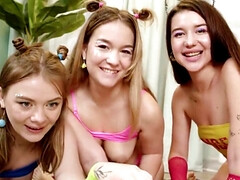 18, 美女, ズームショット, 乱交, グループ, お金, パーティ, ロシア人