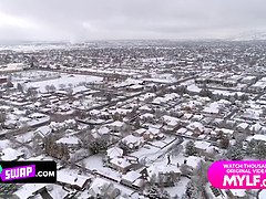 Sexy Stepmoms Warm Up Their Naughty Boys After Snowball Fight - Holiday Special Edition