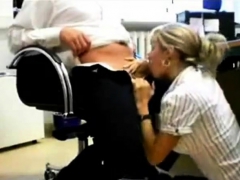 Hot blonde secretary in boots fucked