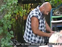 Mature4k. kinky giantess diana is having outdoor porn with two strangers