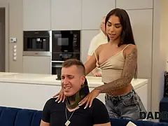 美人, 茶髪の, 浮気者, カワイイ, 爸, 彼女, 叫ぶ, オッパイの