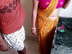 デカ尻, カップル, 娘, インド人, キッチン, 乳首, フェラする, ティーン