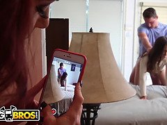 Riley Reid shares her boyfriend with her stepmom Janet Mason in steamy FFM threesome action