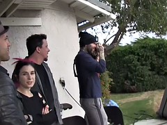 tattooed sluts showing big tits in bts video