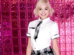 Blonde babe with round ass Eliza Jane rammed by huge dick