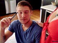 デカパイ, ブロンド, 茶髪の, イく瞬間, なめる, 淫乱熟女, 母, オマンコ