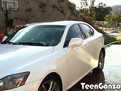 Bailey Bae & Zoey Foxx get down and dirty in a hood carwash