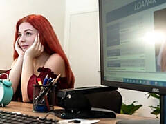 Redhead hottie Miss Olivia likes jumping on a massive dick