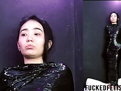 HD Amateur Brunette Babe Mummification Bondage - Breath Play & Latex Mask Fetish