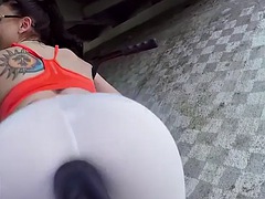 Grote lul, Pijpbeurt, Bruinharig, Sperma shot, Hardcore, Buiten, Gezichtspunt, Tiener