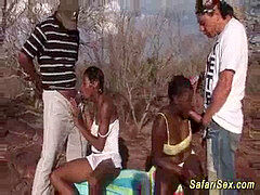 Africano, Amateur, Negro, Ébano, Corridas faciales, Grupo, Orgía, Trio