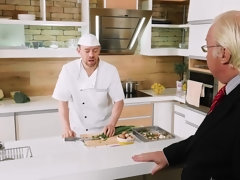 Anal, Morena, Engañando, Europeo, Cocina, Tetas naturales, Medias largas, Tatuaje