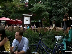 Mooi, Gebondenheid, Rondborstig, Diep in de keel, Kokhalzen, Hd, Buiten, Openbaar